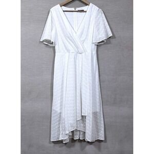Tommy Hilfiger White Eyelet Faux Wrap Dress Size‎ 8 Cottagecore Summer